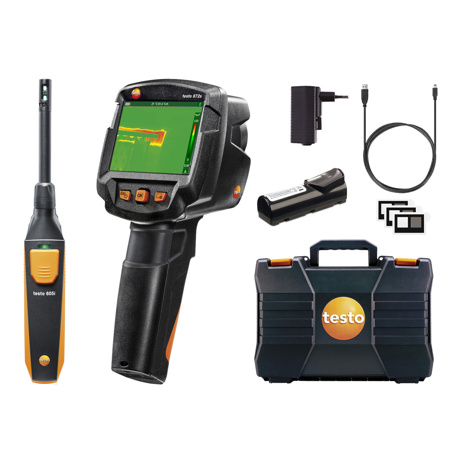 Wärmebildkamera testo 872s testo 872s Baudiagnose-Set mit Bluetooth-Feuchtefühler testo 605i