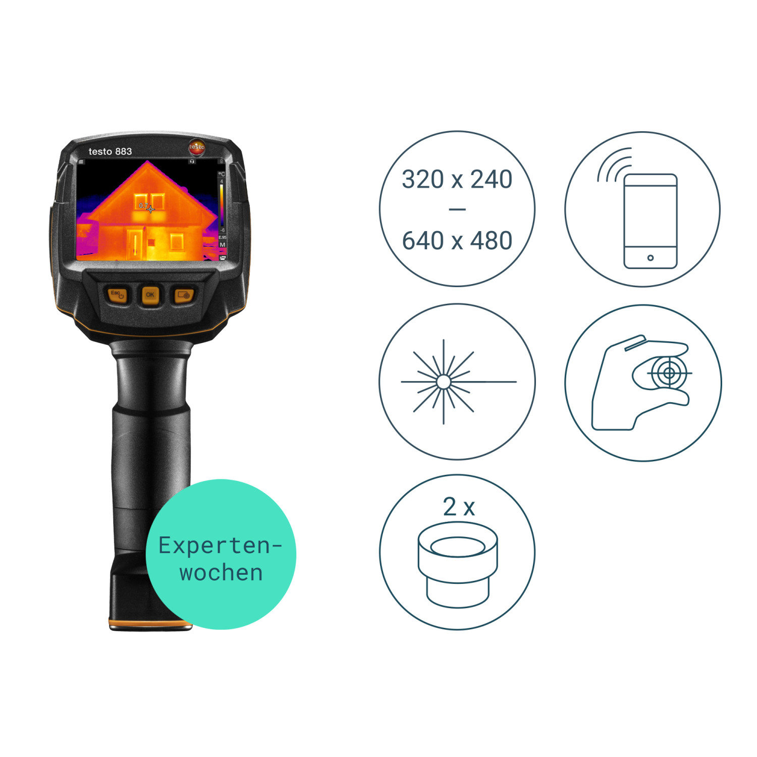Wärmebildkamera testo 883-2 testo 883-2 Set mit 42° und 12° Objektiv und Zubehör