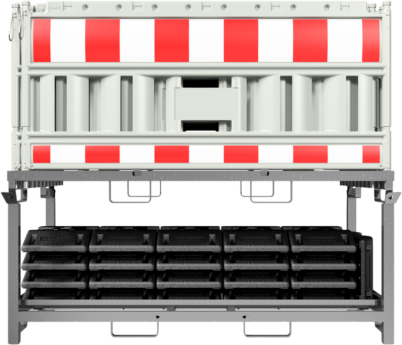 Absperrschrankengitter-Sets mit Fußplatten und Transportpalette