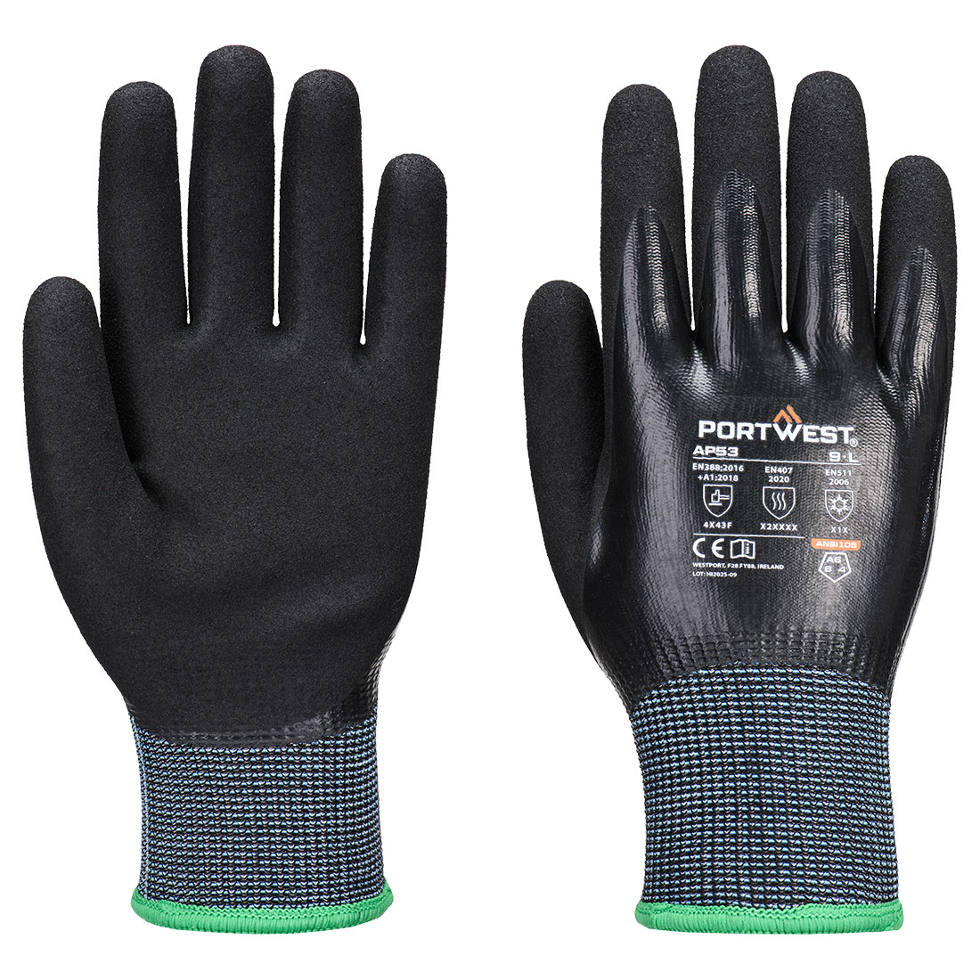 Cold F15 Nitrile Aqua Cut Handschuh – Schnittschutz F nach EN 388 | Portwest AP53