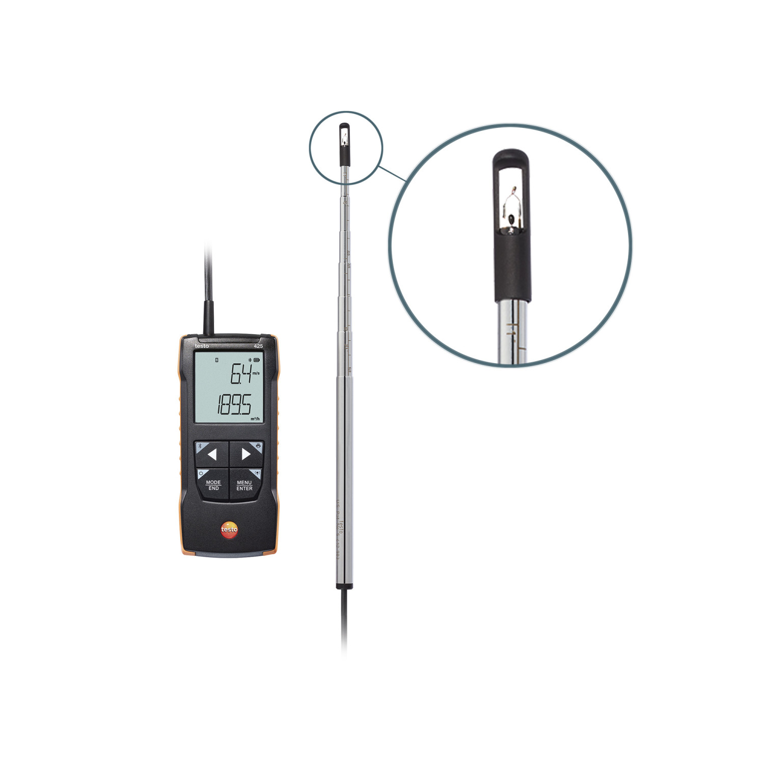 Digitales Hitzdraht-Anemometer testo 425 mit App-Anbindung