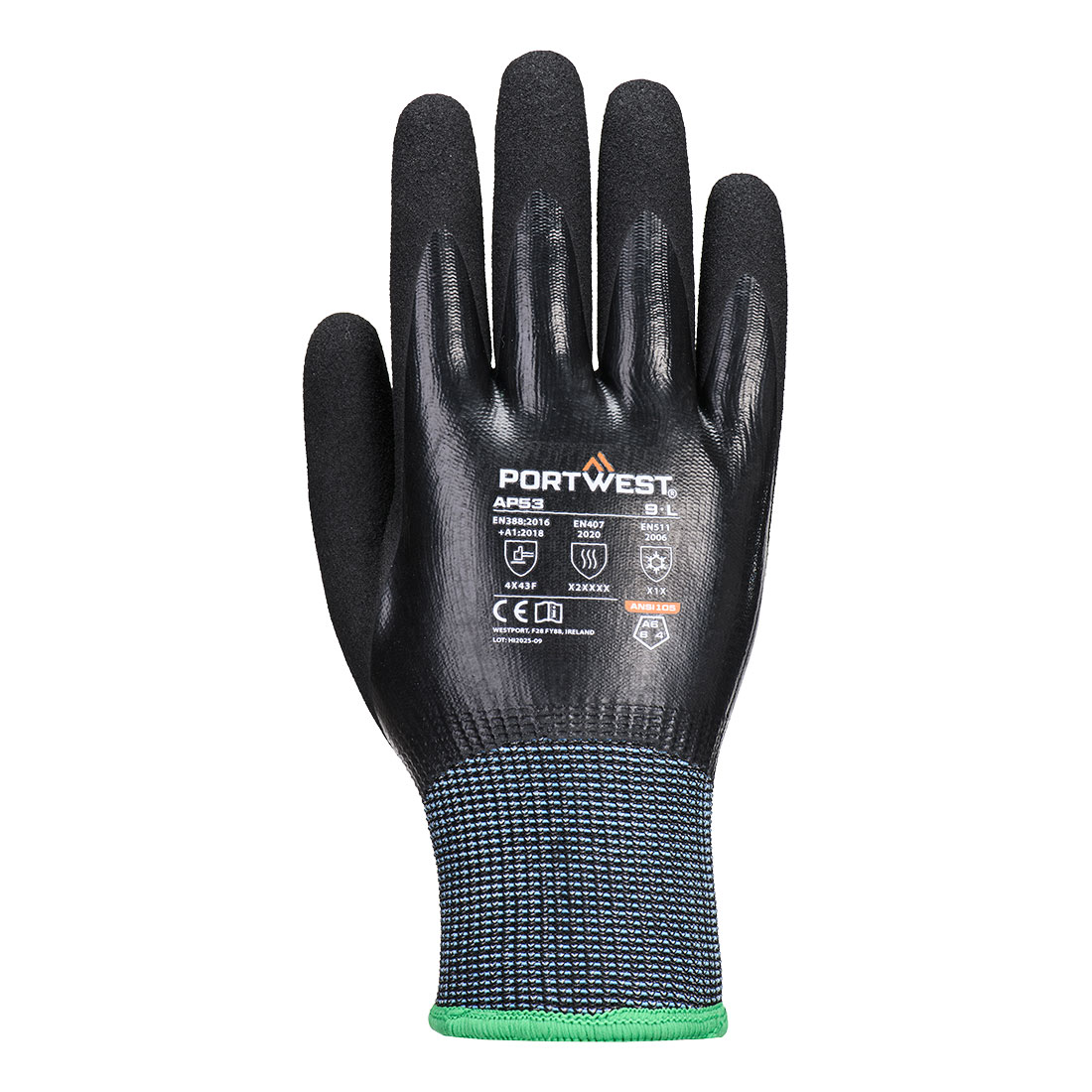 Cold F15 Nitrile Aqua Cut Handschuh – Schnittschutz F nach EN 388 | Portwest AP53
