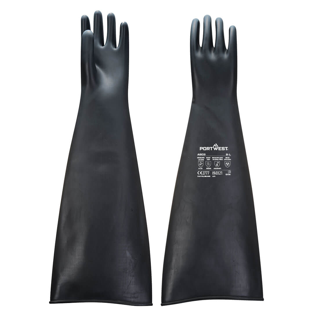 Schwerer Latex-Gummihandschuh 600mm – Chemikalienschutz EN ISO 374-1 Typ A | Portwest A803