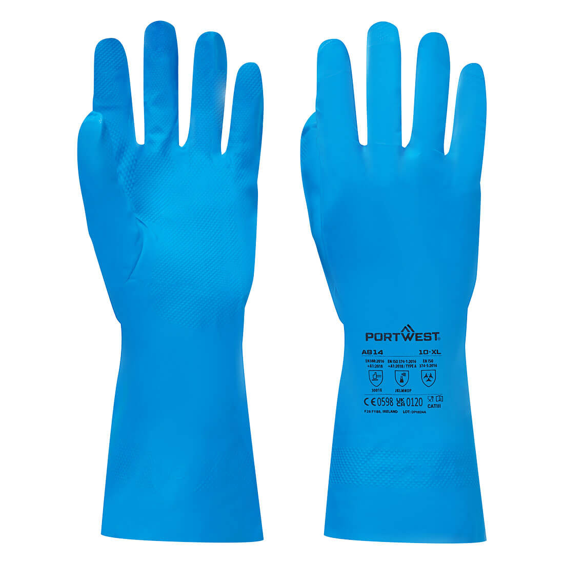 Nitril Handschuh für die Lebensmittelindustrie – Chemikalienschutz EN ISO 374-1 Typ A | Portwest A814