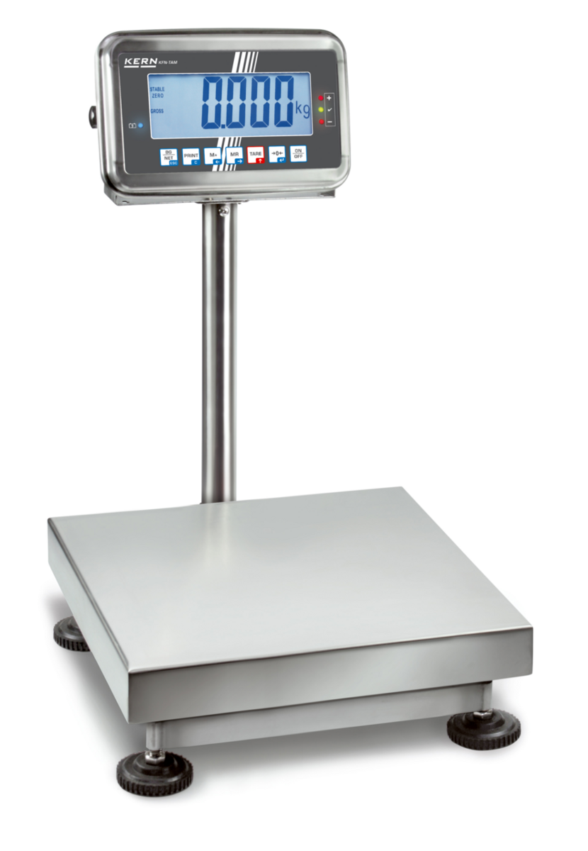 Edelstahl-Plattformwaage KERN SFB – IP65/IP67 mit Stativ, eichfähig, bis 150 kg