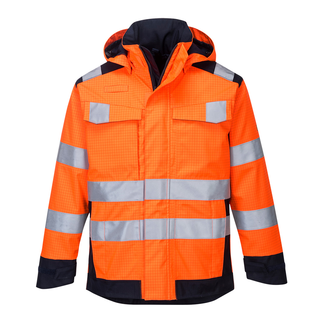 Modaflame Rain + Hi-Vis Multinorm Kontrast FR Jacke – Störlichtbogenschutz APC 2 | Portwest MV70