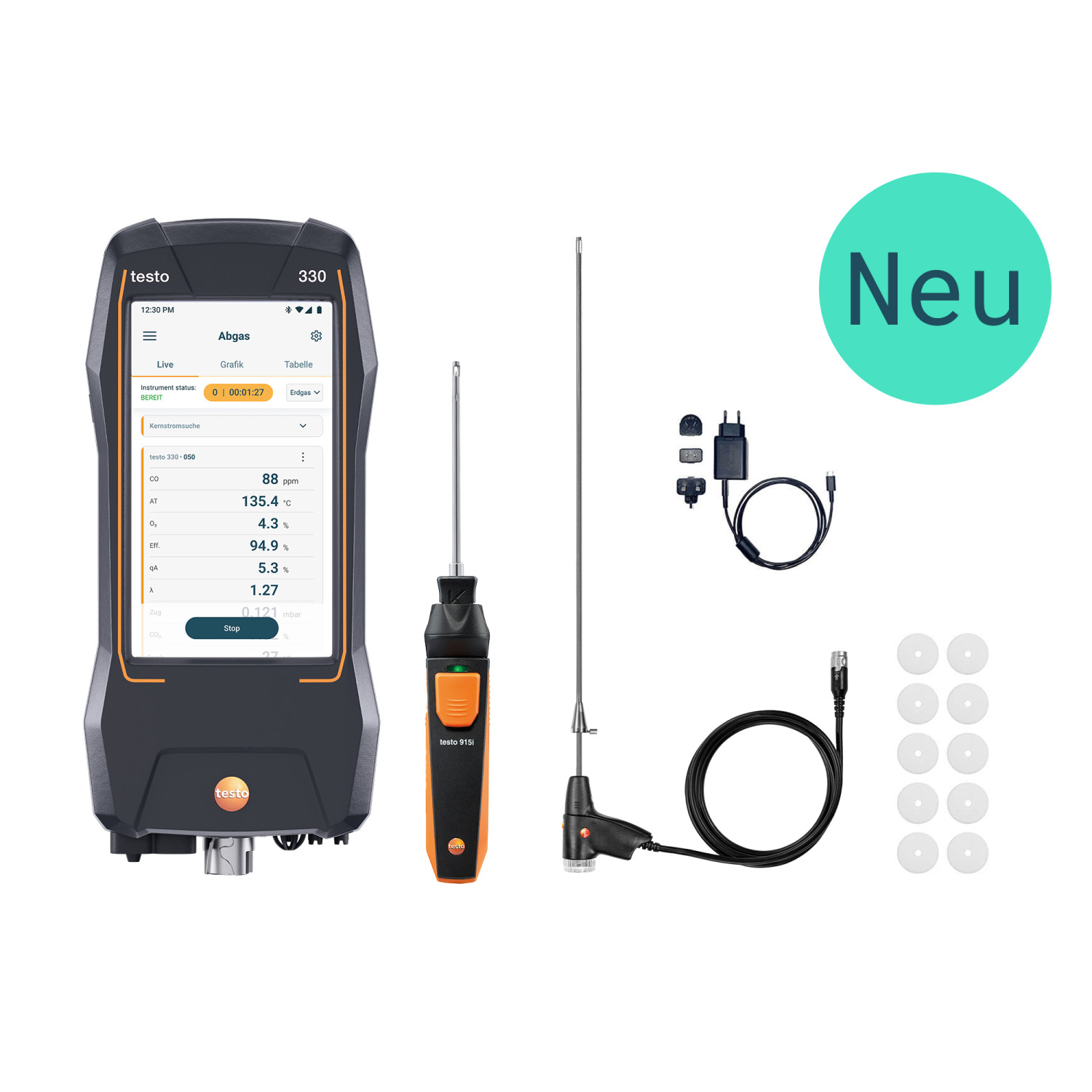 Abgasmessgerät testo 330 SE NG NO Abgasmessgeräte – Set