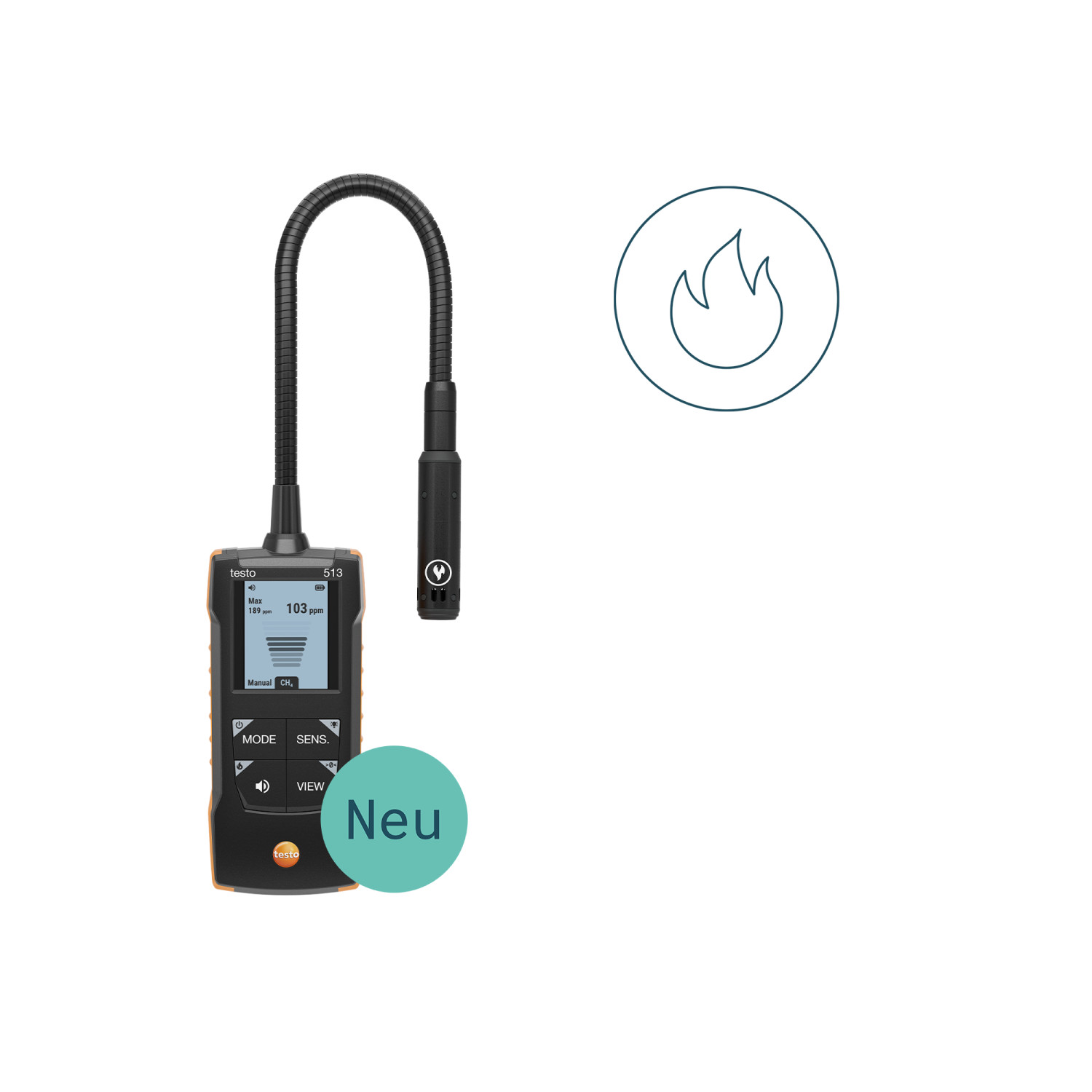 Gaslecksuchgerät testo 513 mit flexiblem Messfühler