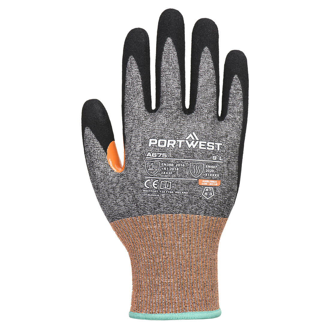 CS Cut G18 Nitrile Sandy Handschuh A7 – Schnittschutz F nach EN 388 | Portwest A675