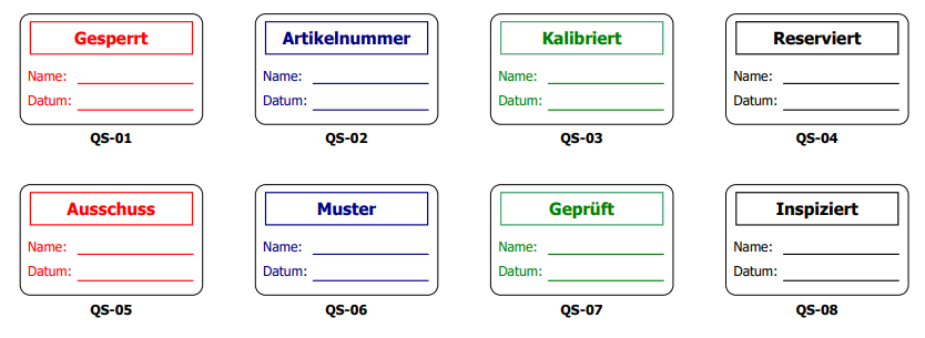 Qualitätssicherungsetiketten