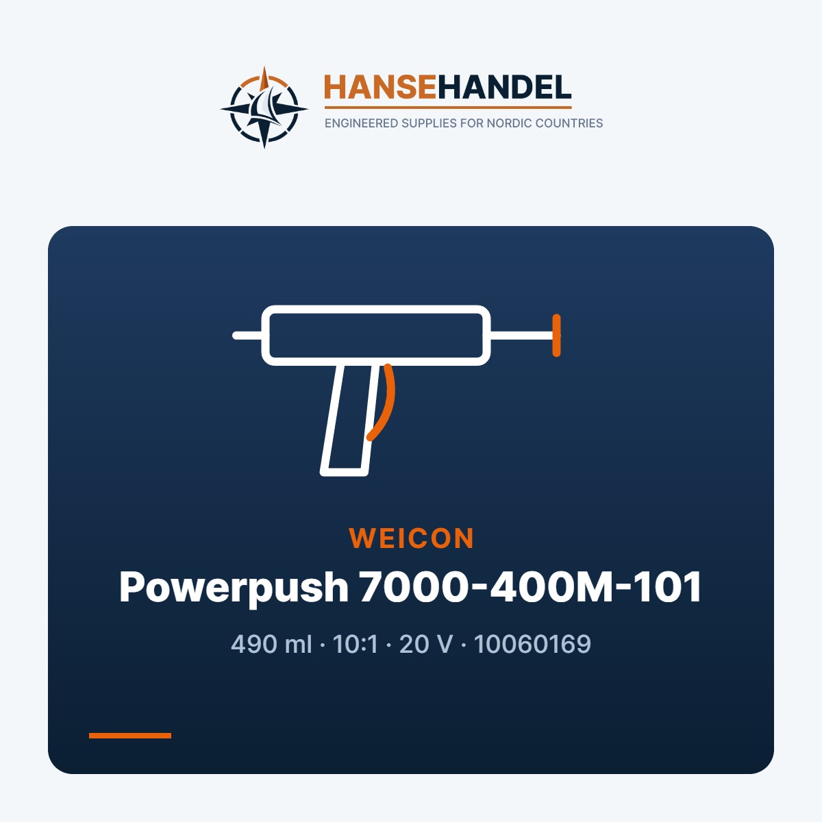 Powerpush 7000-400M-101, für 490ml Mixpac Kartuschen MV 10:1, Druckkraft 6,2kN 20V inkl. Akku & Ladegerät im Karton