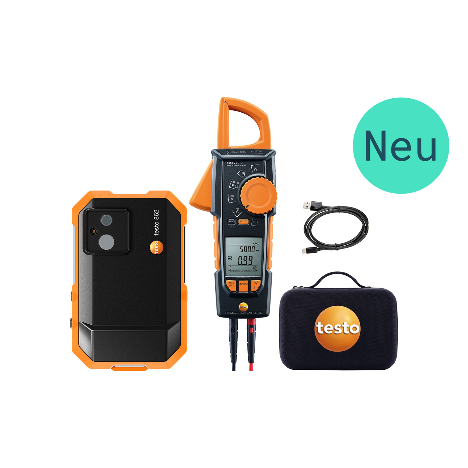 Wärmebildkamera (256 x 192 Pixel) und Stromzange testo 862-2 Elektro-Set