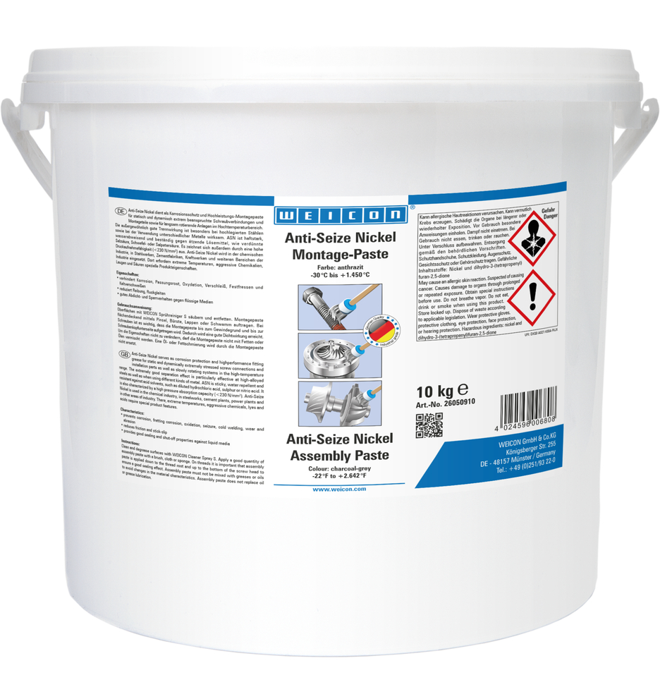 WEICON Anti-Seize ASN 10000 Nickel Montagepaste, 10 kg
