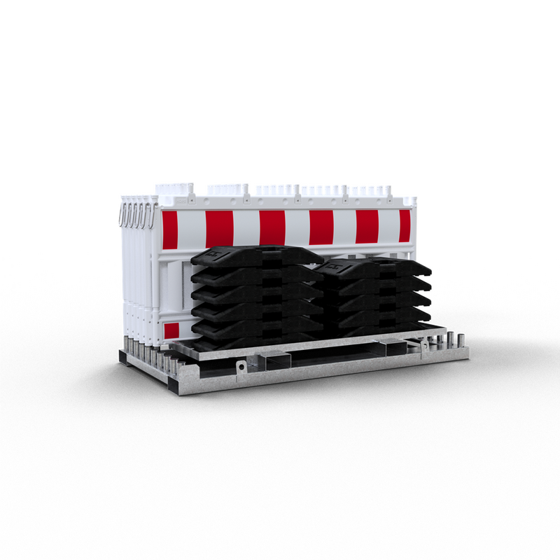 Absperrschrankengitter-Sets mit Fußplatten und Transportpalette